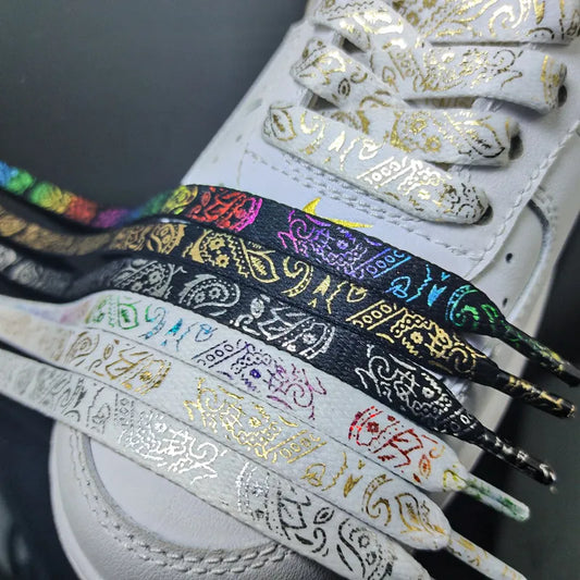 1Pair Gilding Flat Shoelaces Sneakers laces for shoes Hand painted Sports Casual Basketball Tennis Shoelace