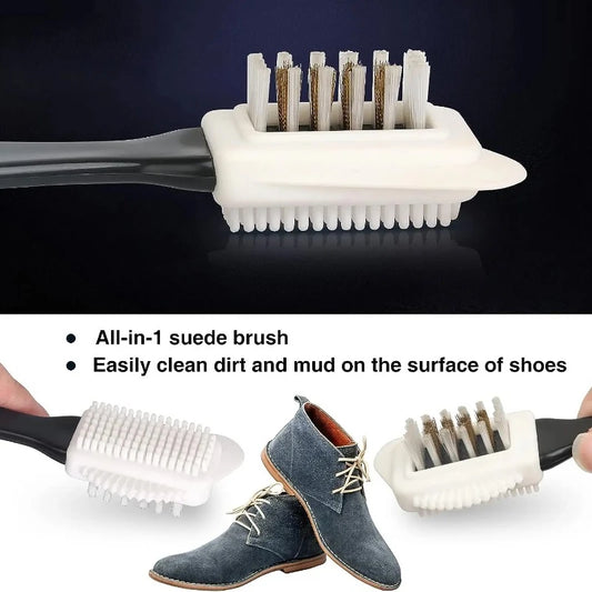 3 in 1 Suede & Nubuck Shoe Brush Multi Material Cleaner for Stains & Dust
