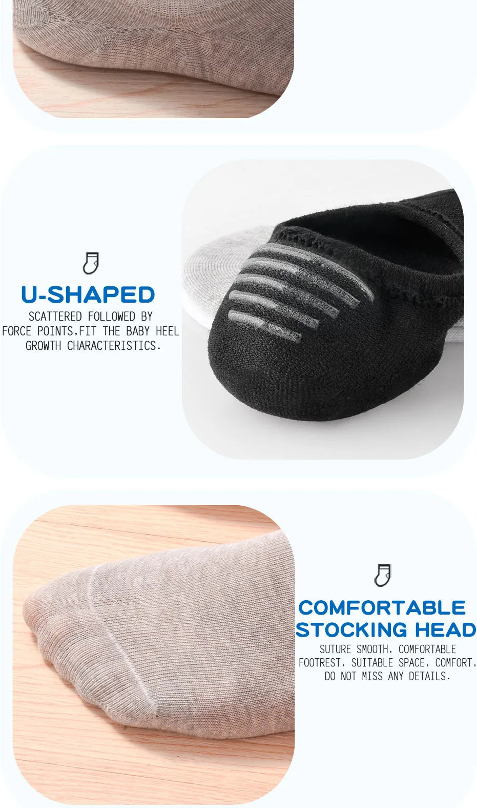 5 Pairs Kids Invisible Cotton Socks Soft, Non Slip, Low Cut Casual Socks