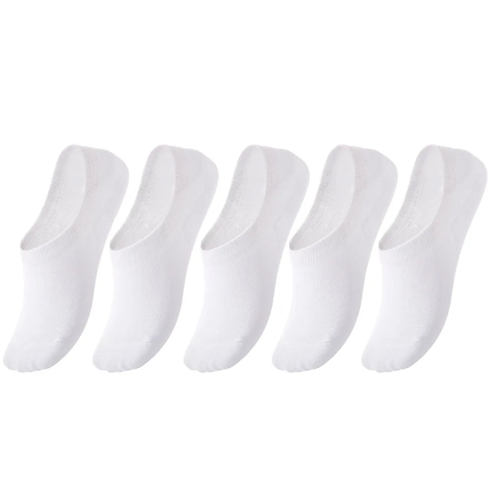 5 Pairs Kids Invisible Cotton Socks Soft, Non Slip, Low Cut Casual Socks