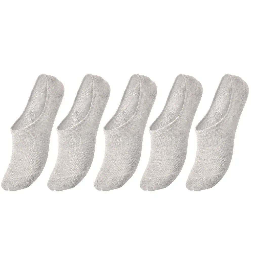 5 Pairs Kids Invisible Cotton Socks Soft, Non Slip, Low Cut Casual Socks