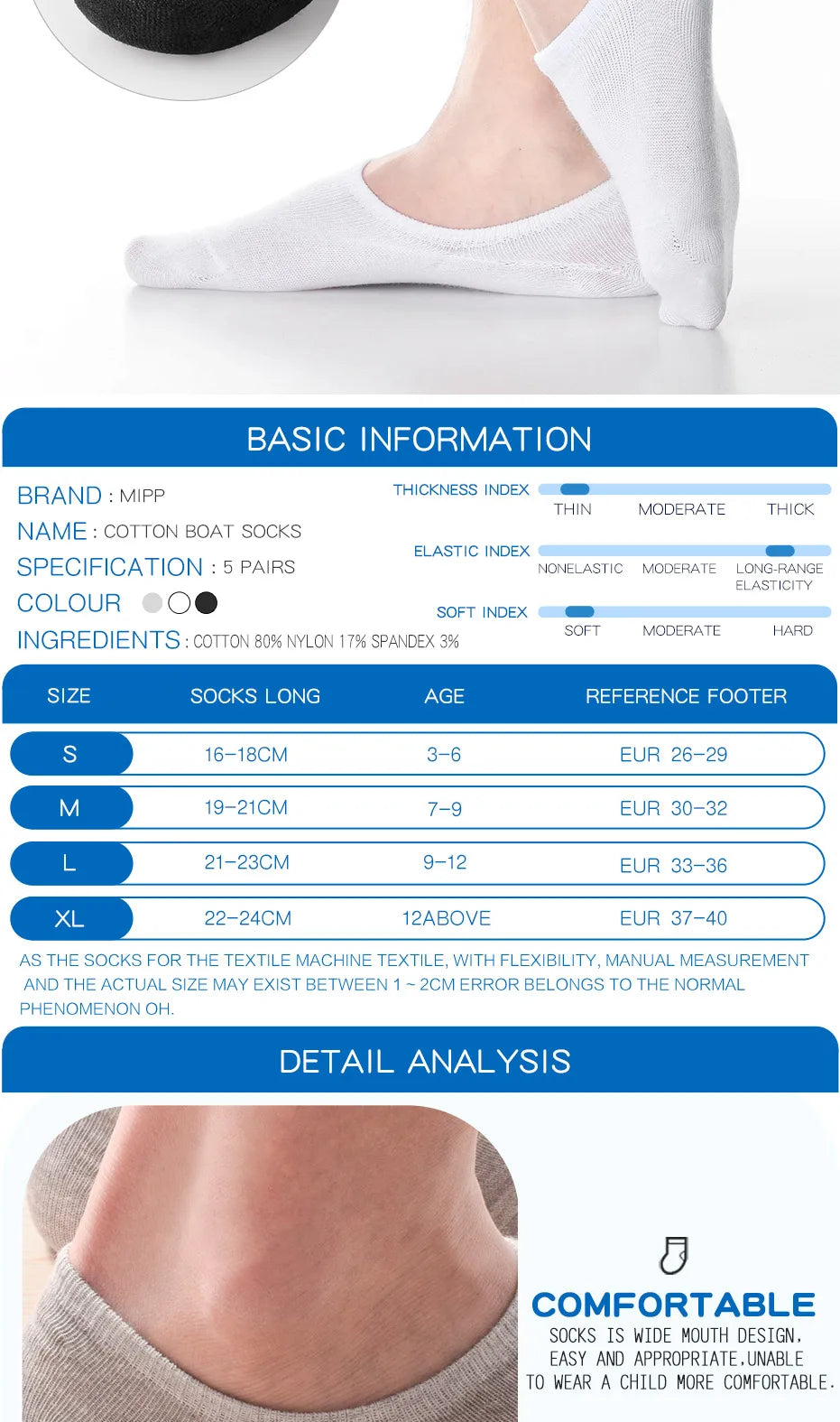 5 Pairs Kids Invisible Cotton Socks Soft, Non Slip, Low Cut Casual Socks