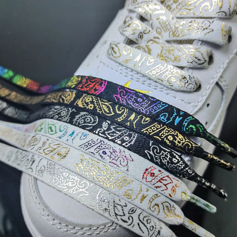 1Pair Gilding Flat Shoelaces Sneakers laces for shoes Hand painted Sports Casual Basketball Tennis Shoelace