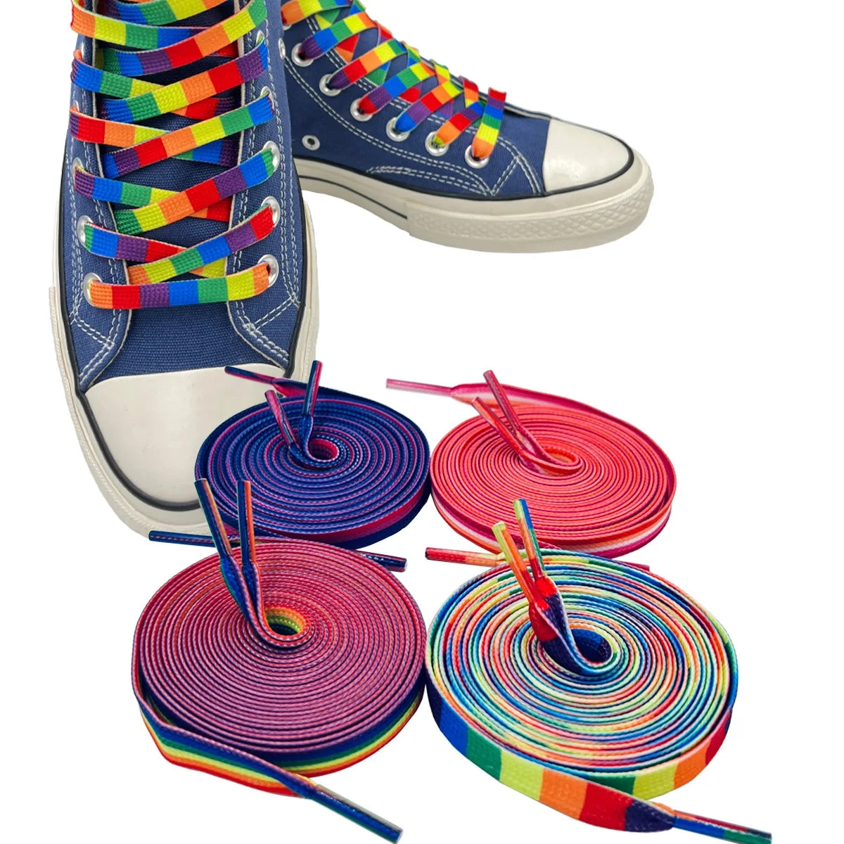 Rainbow Shoelaces Long Rainbow Shoelaces for Sneakers Colored Shoe Laces for Sneakers Colorful Rainbow LGBTQ Pride Shoe Laces