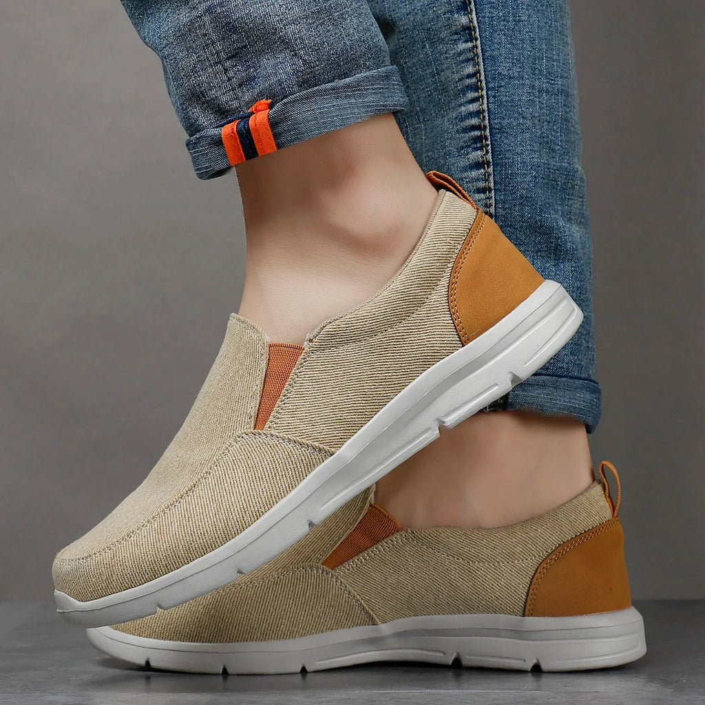 Mens Summer Canvas Loafers Breathable Comfortable Slip On Walking Shoes