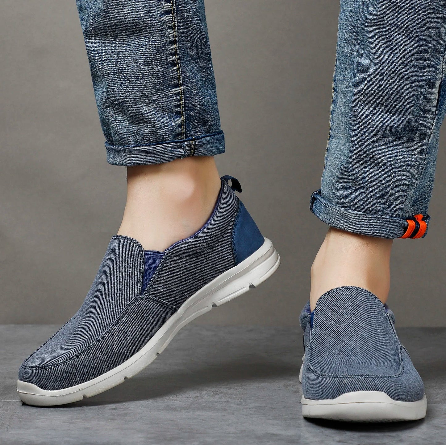 Mens Summer Canvas Loafers Breathable Comfortable Slip On Walking Shoes