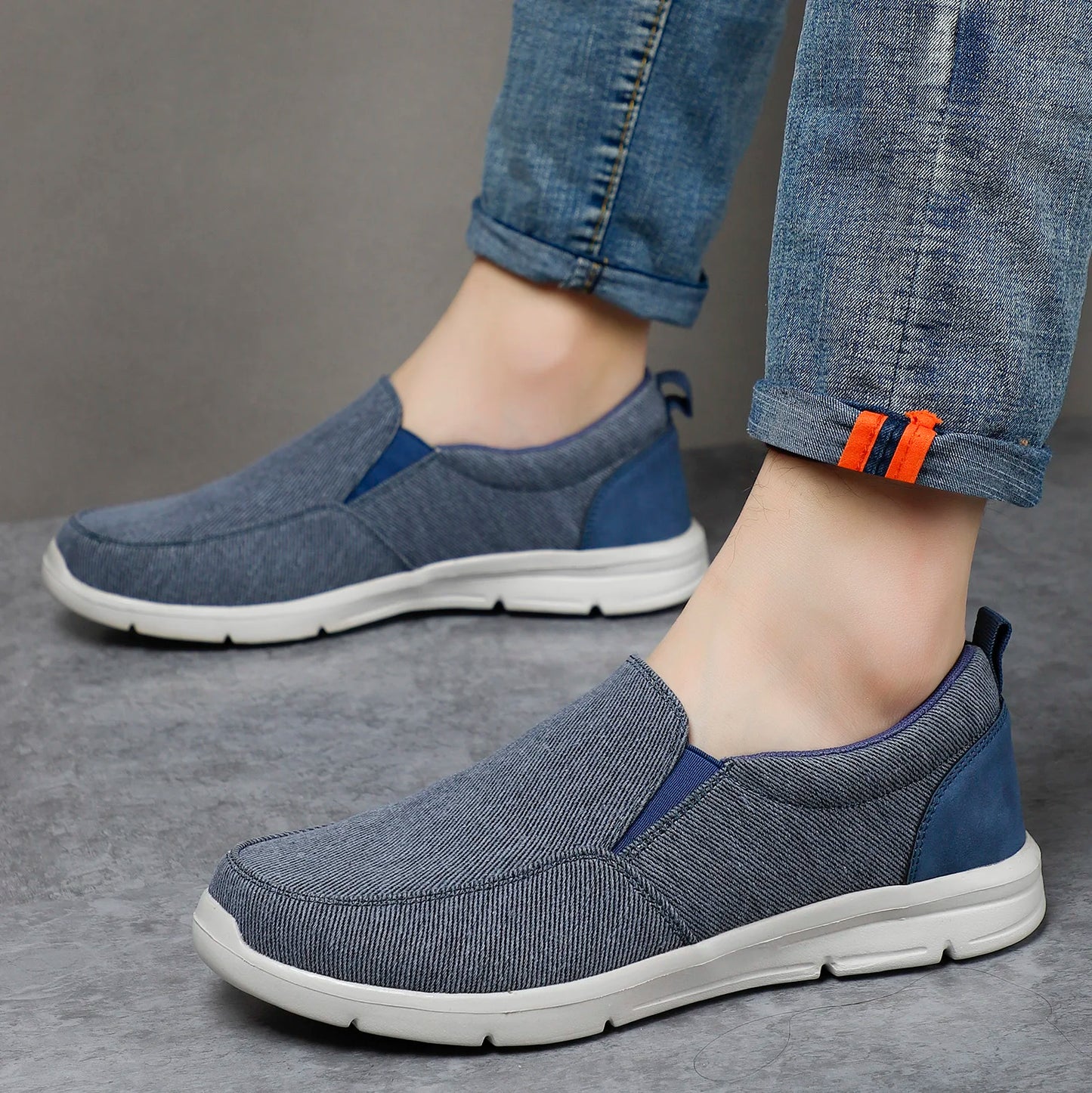 Mens Summer Canvas Loafers Breathable Comfortable Slip On Walking Shoes