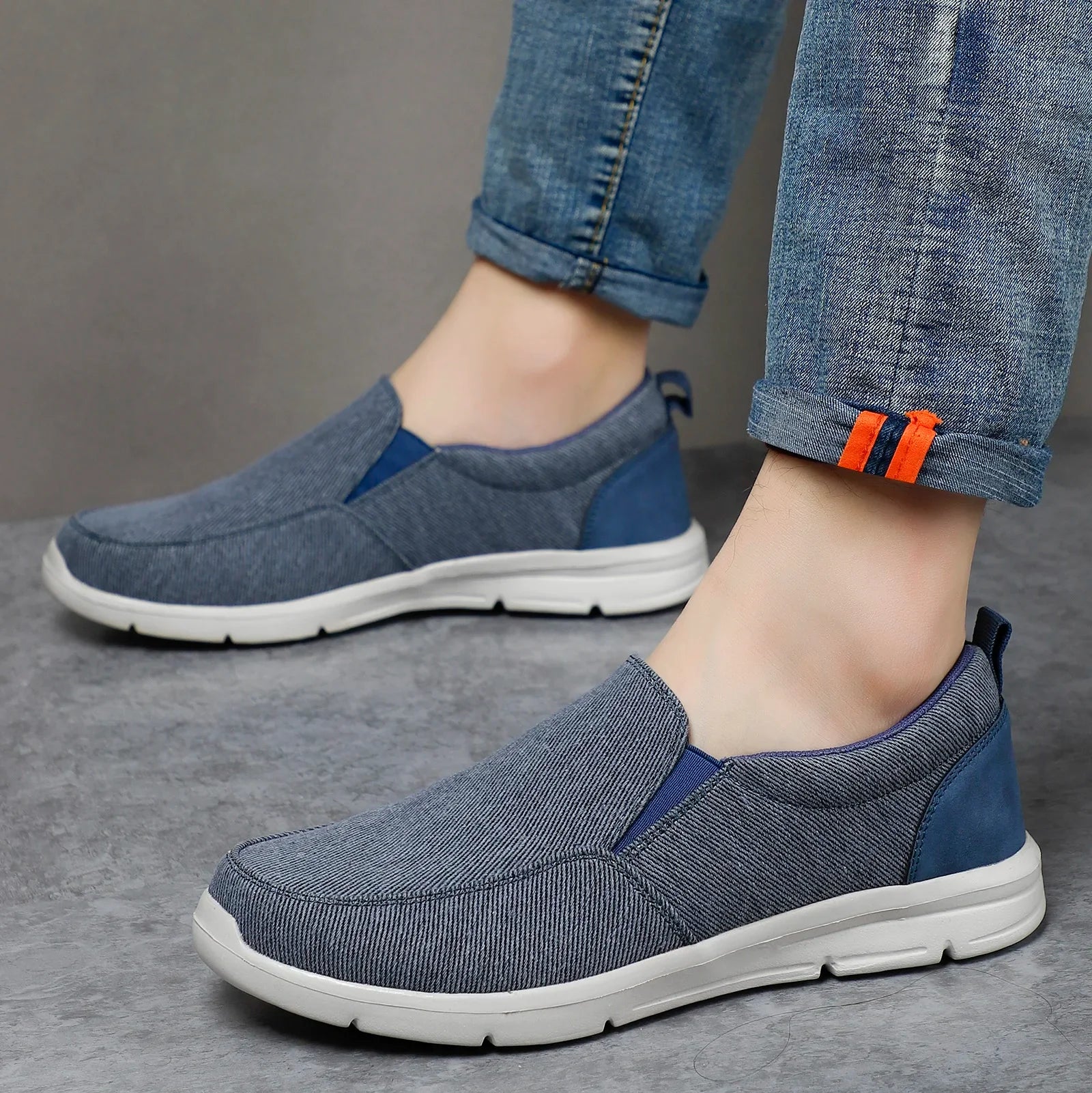 Mens Summer Canvas Loafers Breathable Comfortable Slip On Walking Shoes