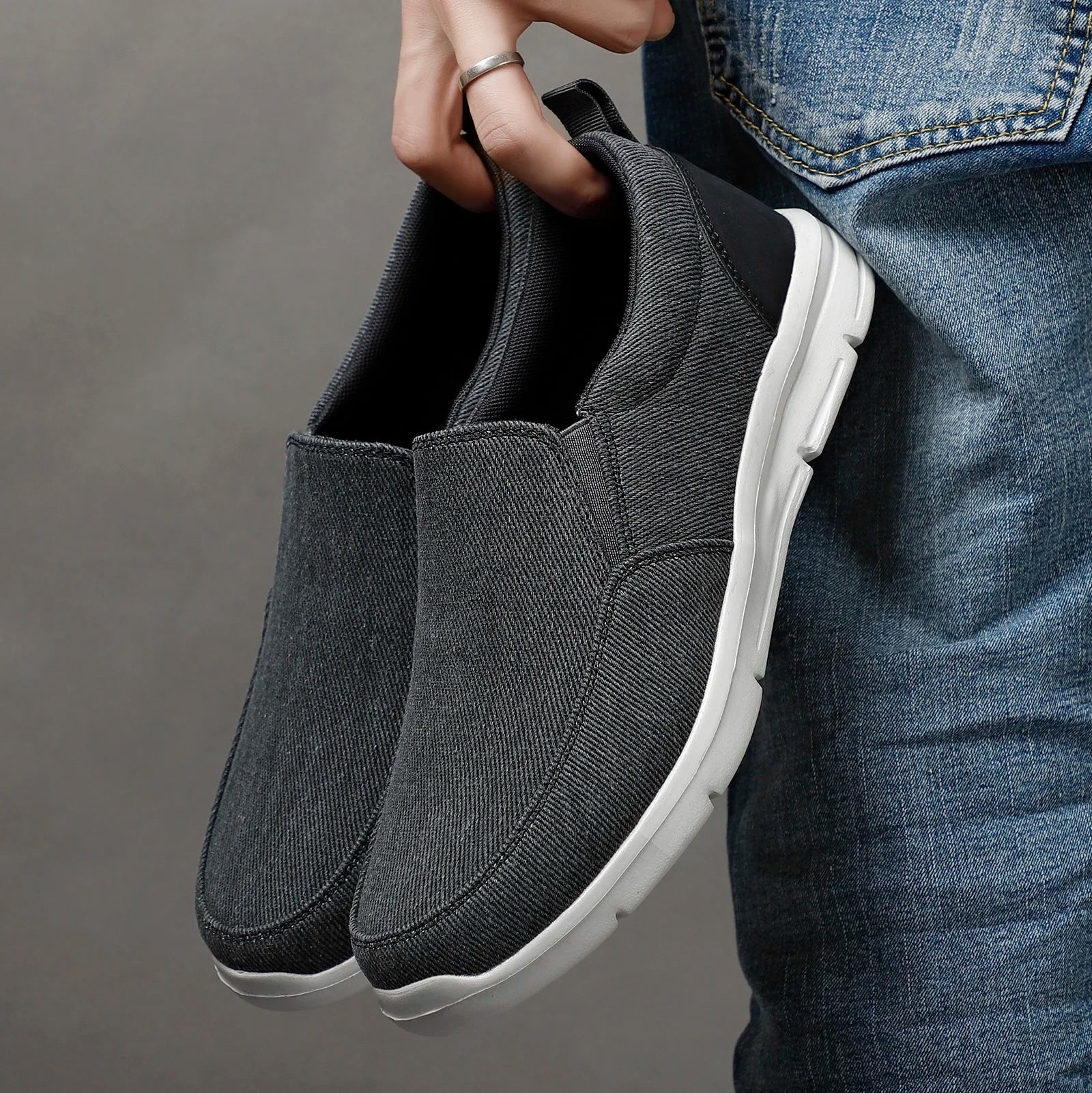 Mens Summer Canvas Loafers Breathable Comfortable Slip On Walking Shoes