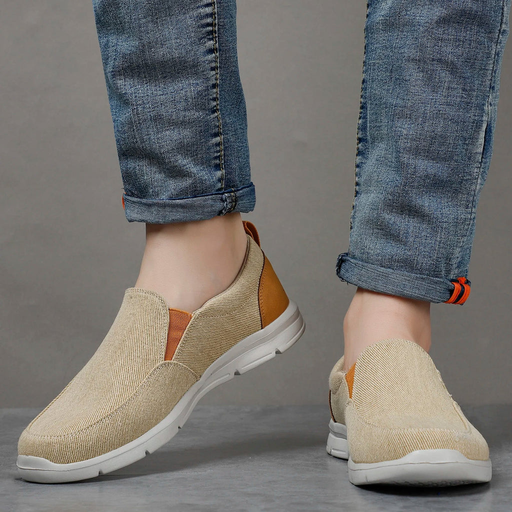 Mens Summer Canvas Loafers Breathable Comfortable Slip On Walking Shoes