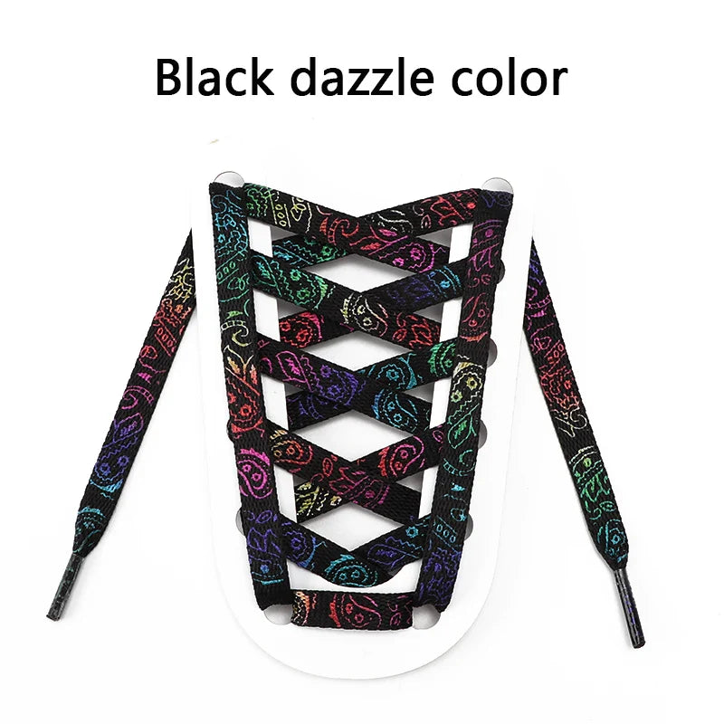 1Pair Gilding Flat Shoelaces Sneakers laces for shoes Hand painted Sports Casual Basketball Tennis Shoelace