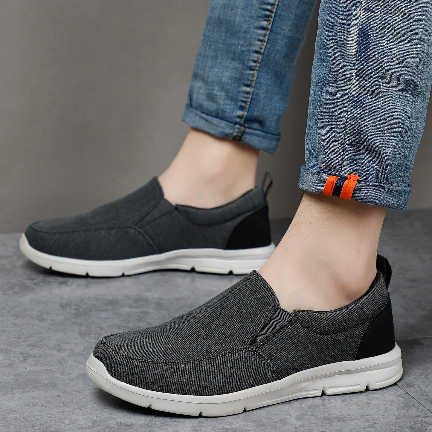 Mens Summer Canvas Loafers Breathable Comfortable Slip On Walking Shoes