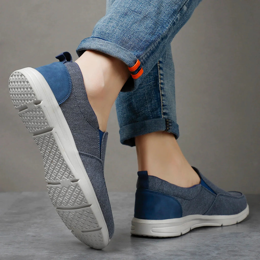 Mens Summer Canvas Loafers Breathable Comfortable Slip On Walking Shoes
