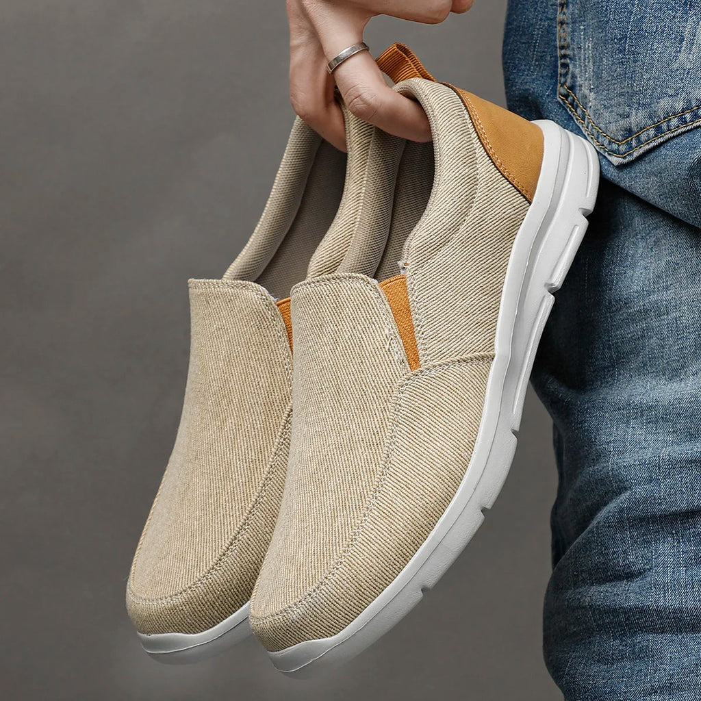 Mens Summer Canvas Loafers Breathable Comfortable Slip On Walking Shoes