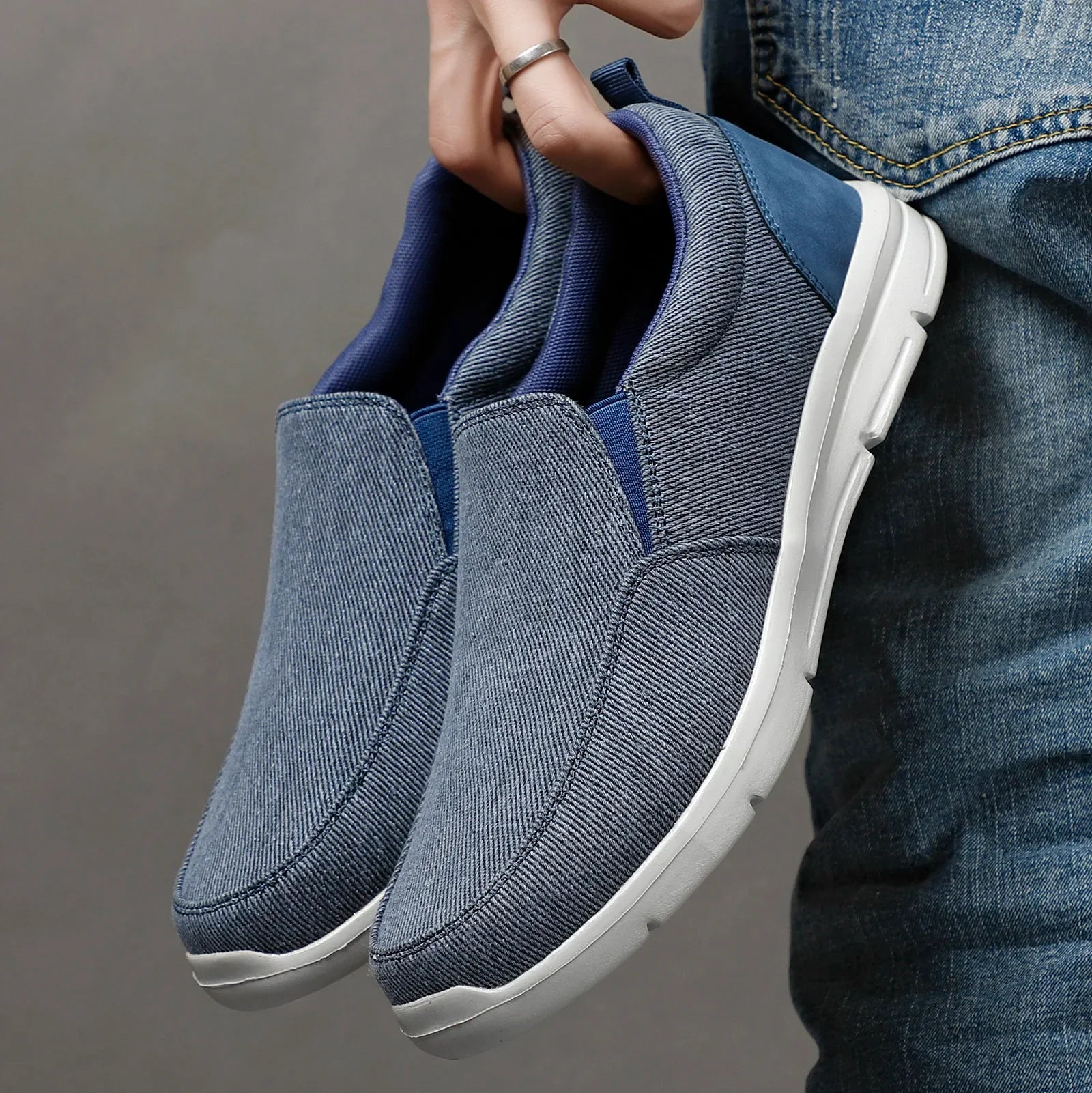Mens Summer Canvas Loafers Breathable Comfortable Slip On Walking Shoes