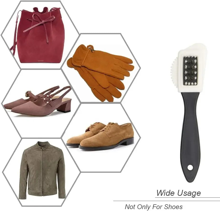 3 in 1 Suede & Nubuck Shoe Brush Multi Material Cleaner for Stains & Dust