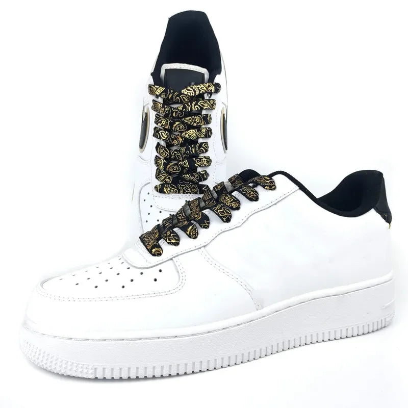 1Pair Gilding Flat Shoelaces Sneakers laces for shoes Hand painted Sports Casual Basketball Tennis Shoelace