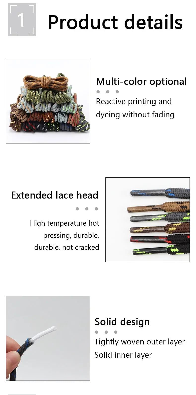 Round Sports Shoelaces 4/10PCS – Durable Hiking Shoe Laces 100–160CM