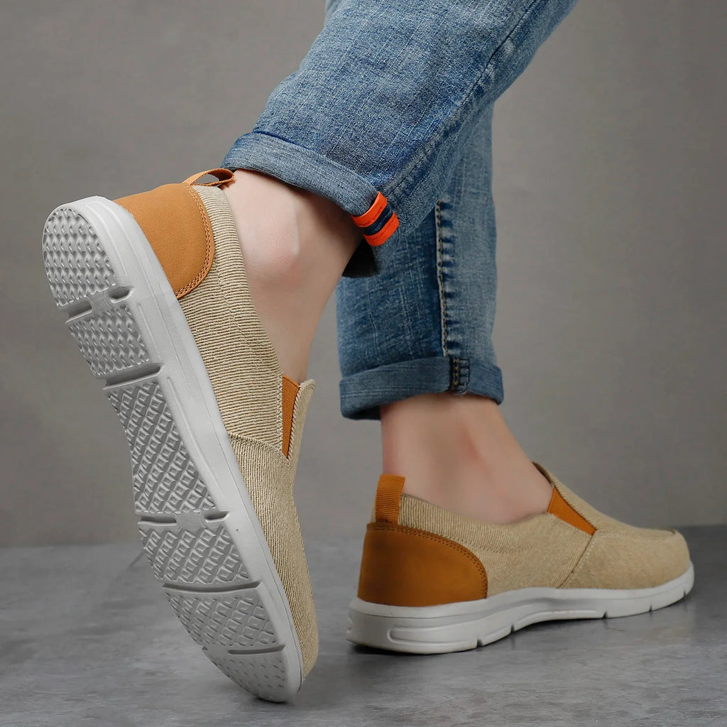 Mens Summer Canvas Loafers Breathable Comfortable Slip On Walking Shoes
