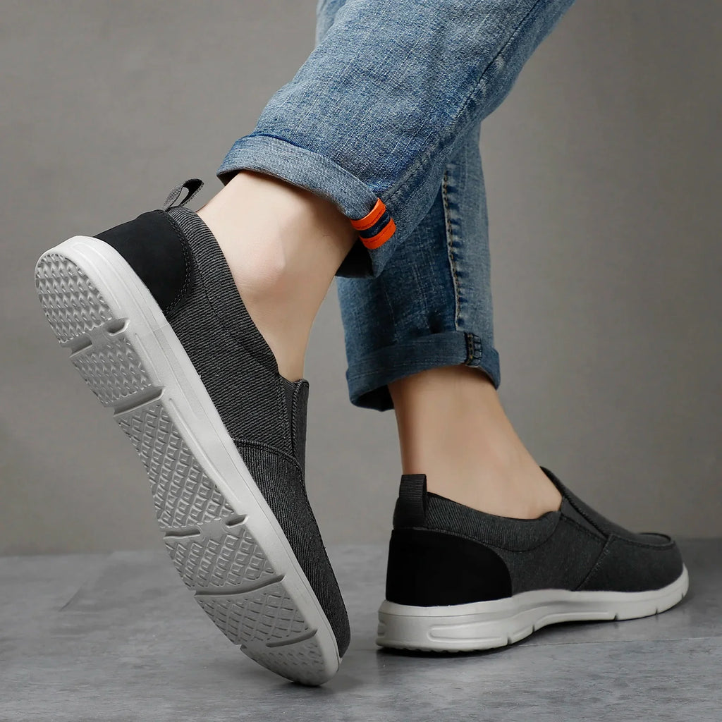 Mens Summer Canvas Loafers Breathable Comfortable Slip On Walking Shoes