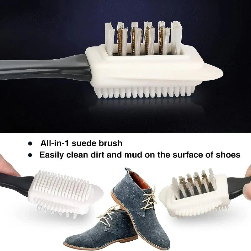 3 in 1 Suede & Nubuck Shoe Brush Multi Material Cleaner for Stains & Dust