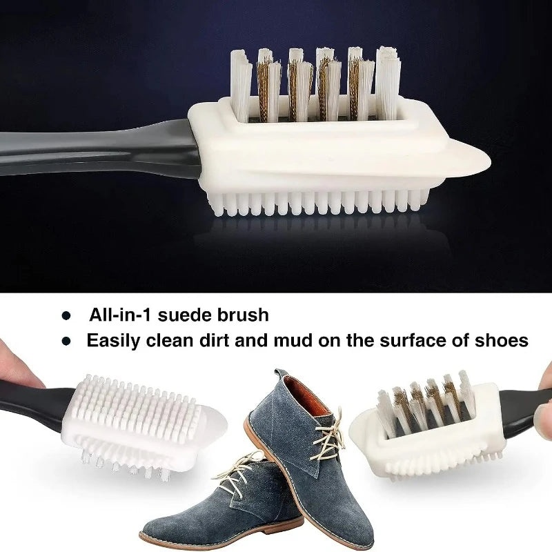 3 in 1 Suede & Nubuck Shoe Brush Multi Material Cleaner for Stains & Dust