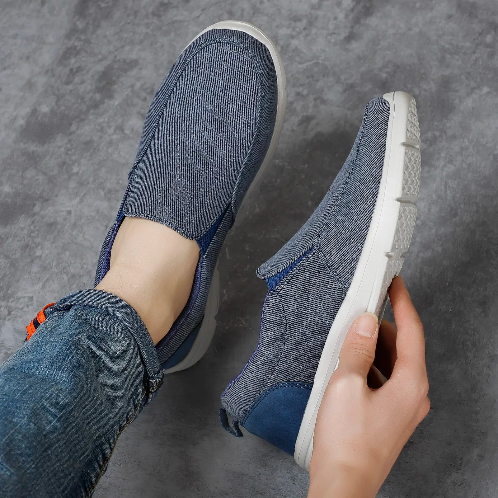 Mens Summer Canvas Loafers Breathable Comfortable Slip On Walking Shoes