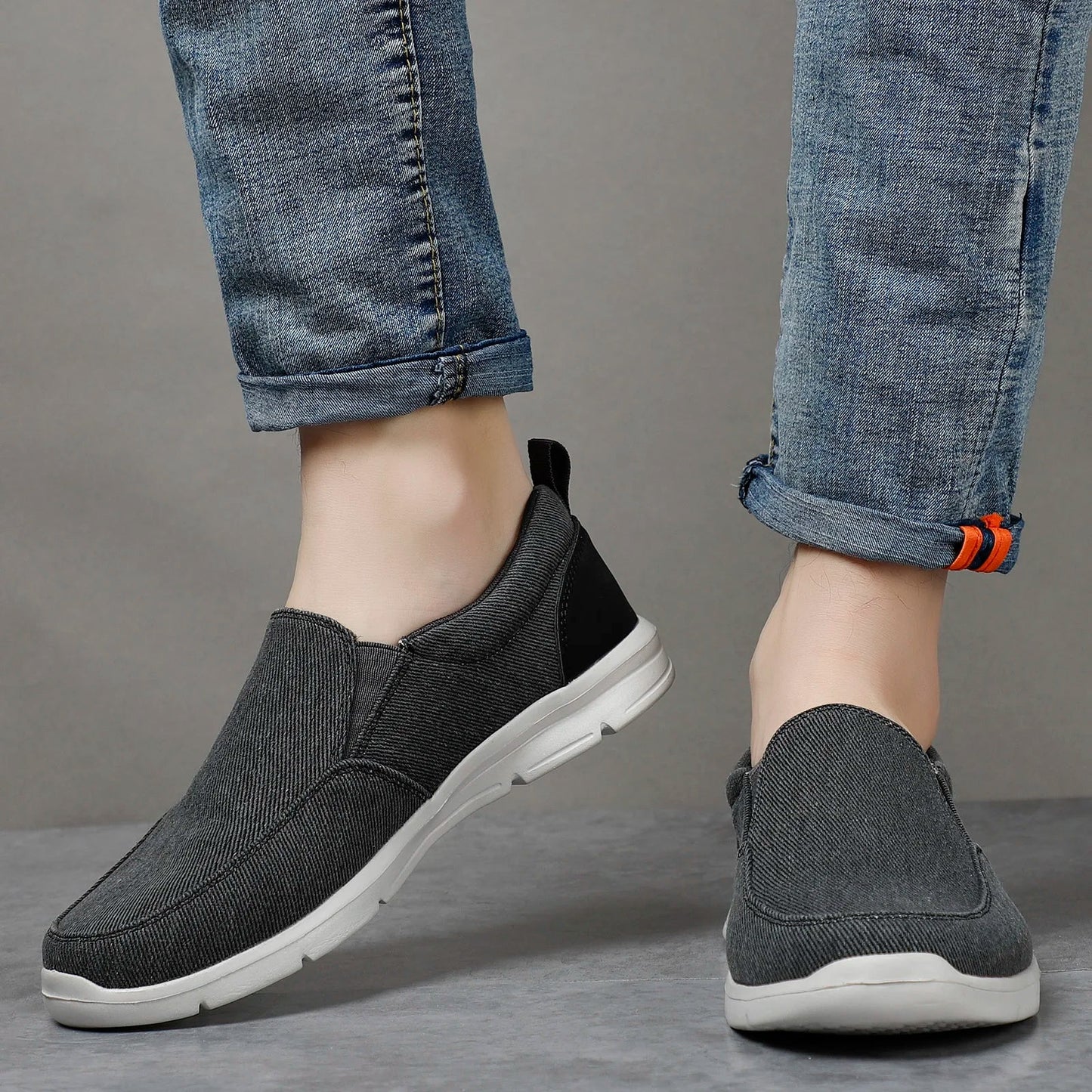 Mens Summer Canvas Loafers Breathable Comfortable Slip On Walking Shoes