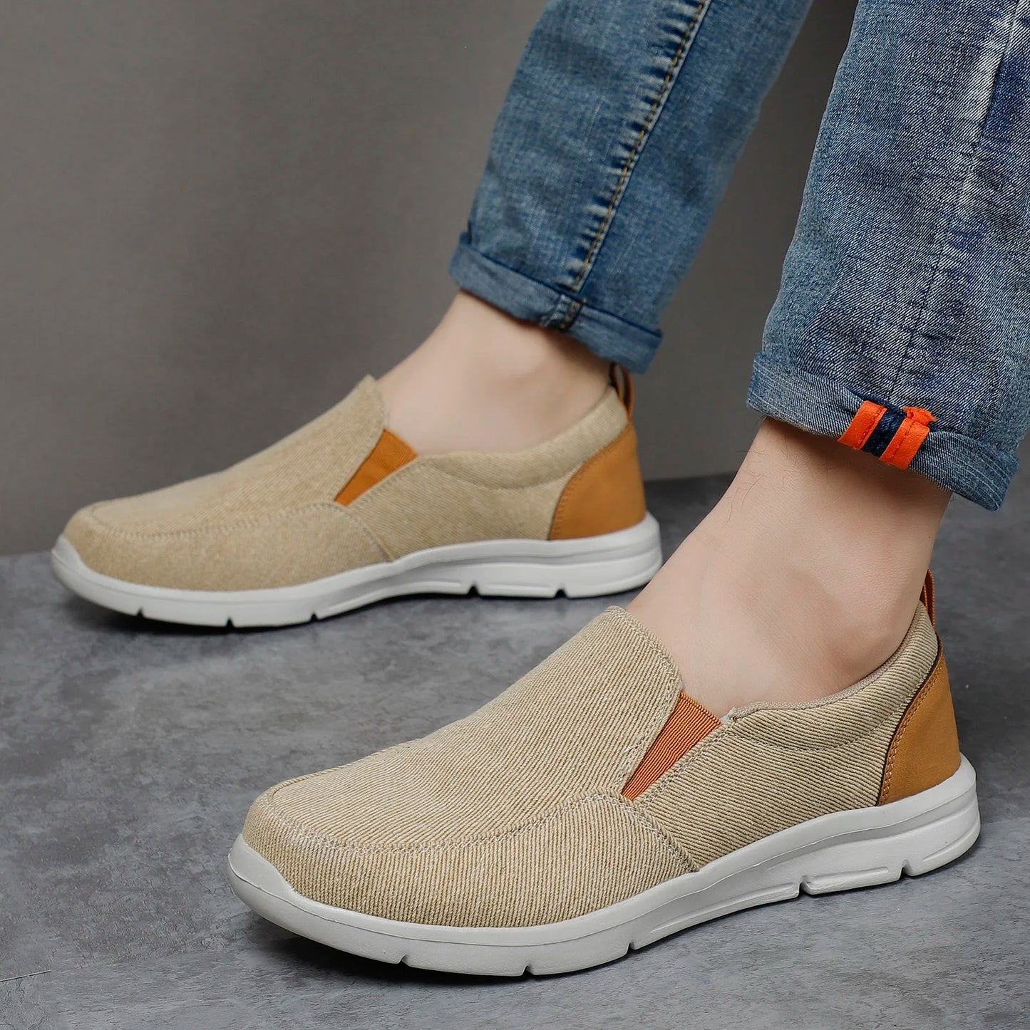 Mens Summer Canvas Loafers Breathable Comfortable Slip On Walking Shoes