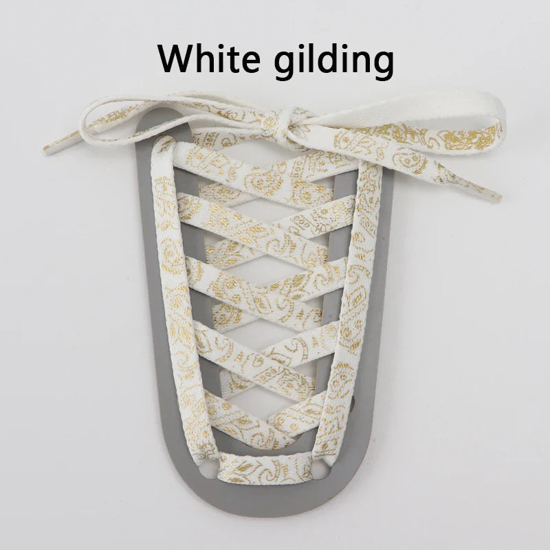 1Pair Gilding Flat Shoelaces Sneakers laces for shoes Hand painted Sports Casual Basketball Tennis Shoelace