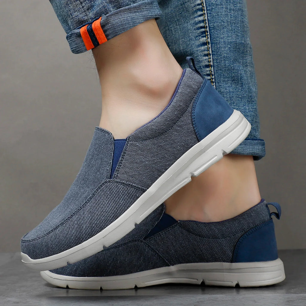 Mens Summer Canvas Loafers Breathable Comfortable Slip On Walking Shoes