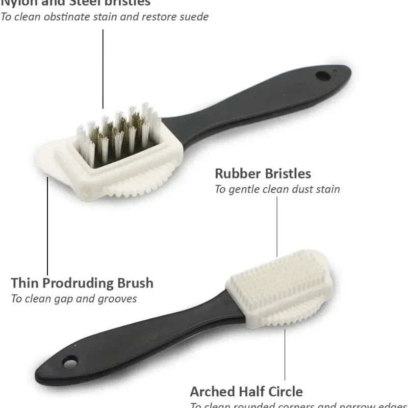 3 in 1 Suede & Nubuck Shoe Brush Multi Material Cleaner for Stains & Dust