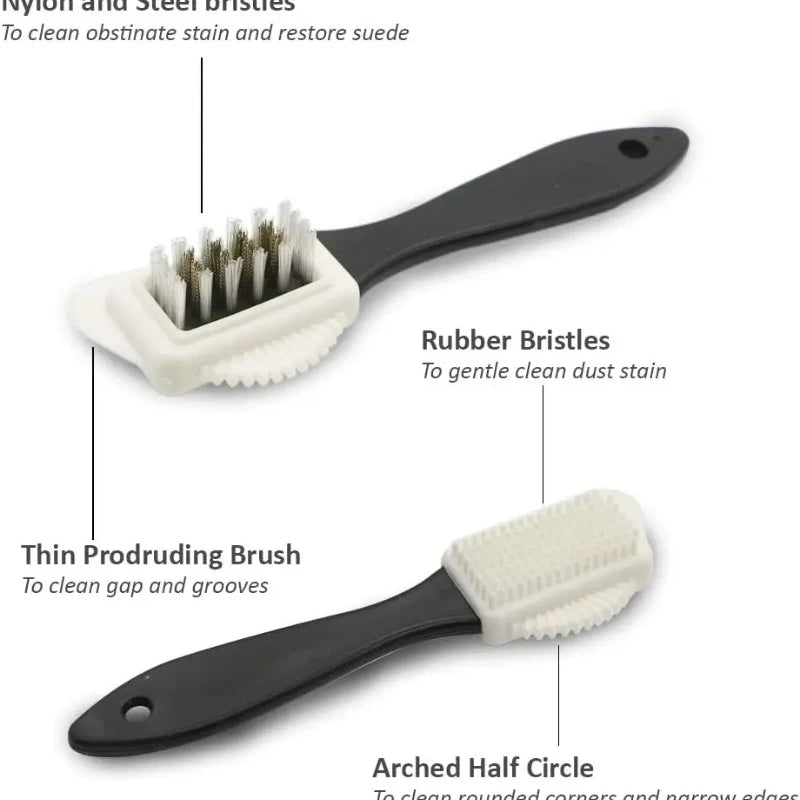 3 in 1 Suede & Nubuck Shoe Brush Multi Material Cleaner for Stains & Dust