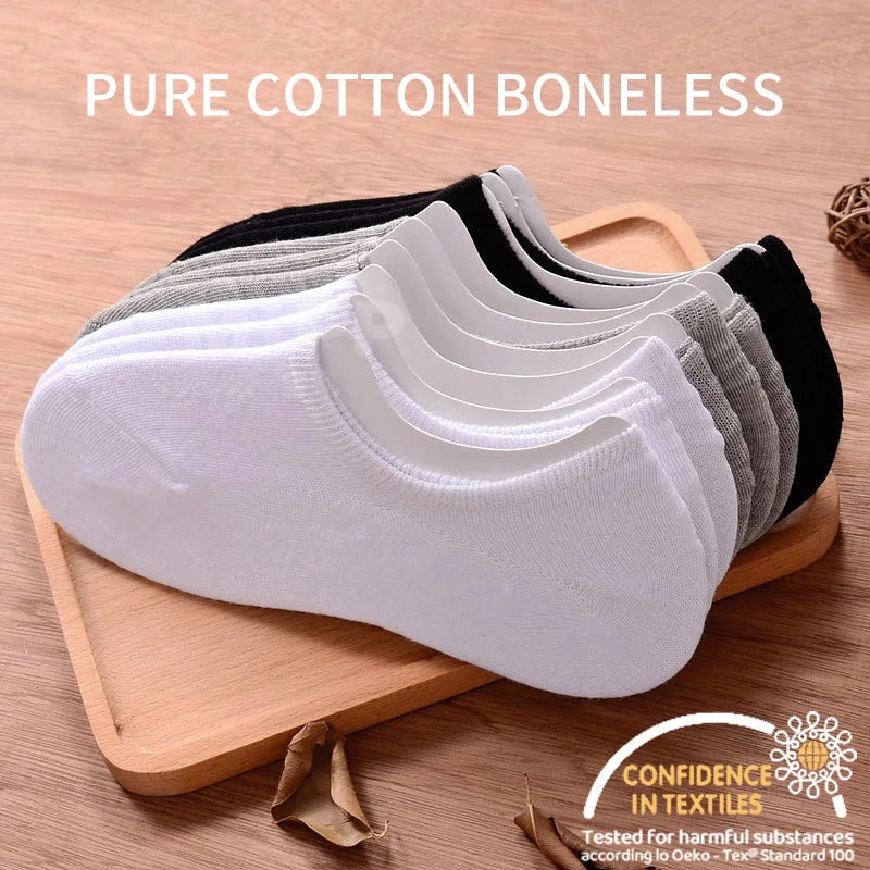 5 Pairs Kids Invisible Cotton Socks Soft, Non Slip, Low Cut Casual Socks