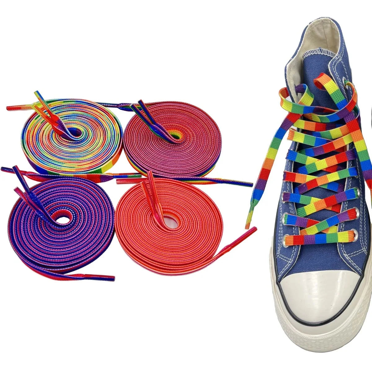 Rainbow Shoelaces Long Rainbow Shoelaces for Sneakers Colored Shoe Laces for Sneakers Colorful Rainbow LGBTQ Pride Shoe Laces