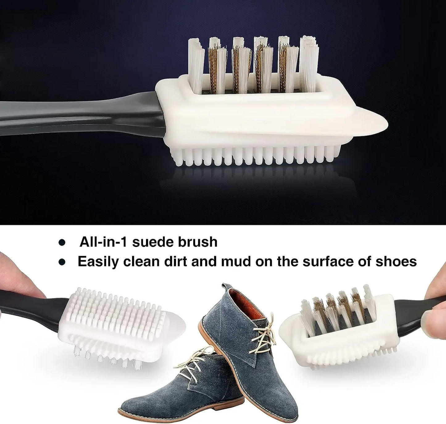 3 in 1 Suede & Nubuck Shoe Brush Multi Material Cleaner for Stains & Dust