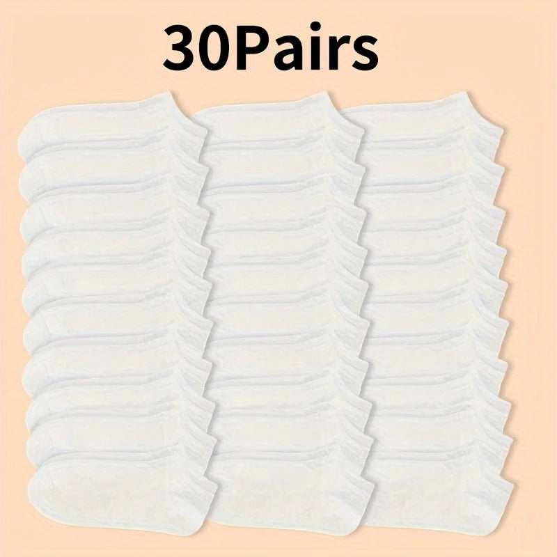 Unisex Low-Cut Ankle Socks – 30/50 Pairs Non-Slip Summer Short Socks - 25 Black 25 White