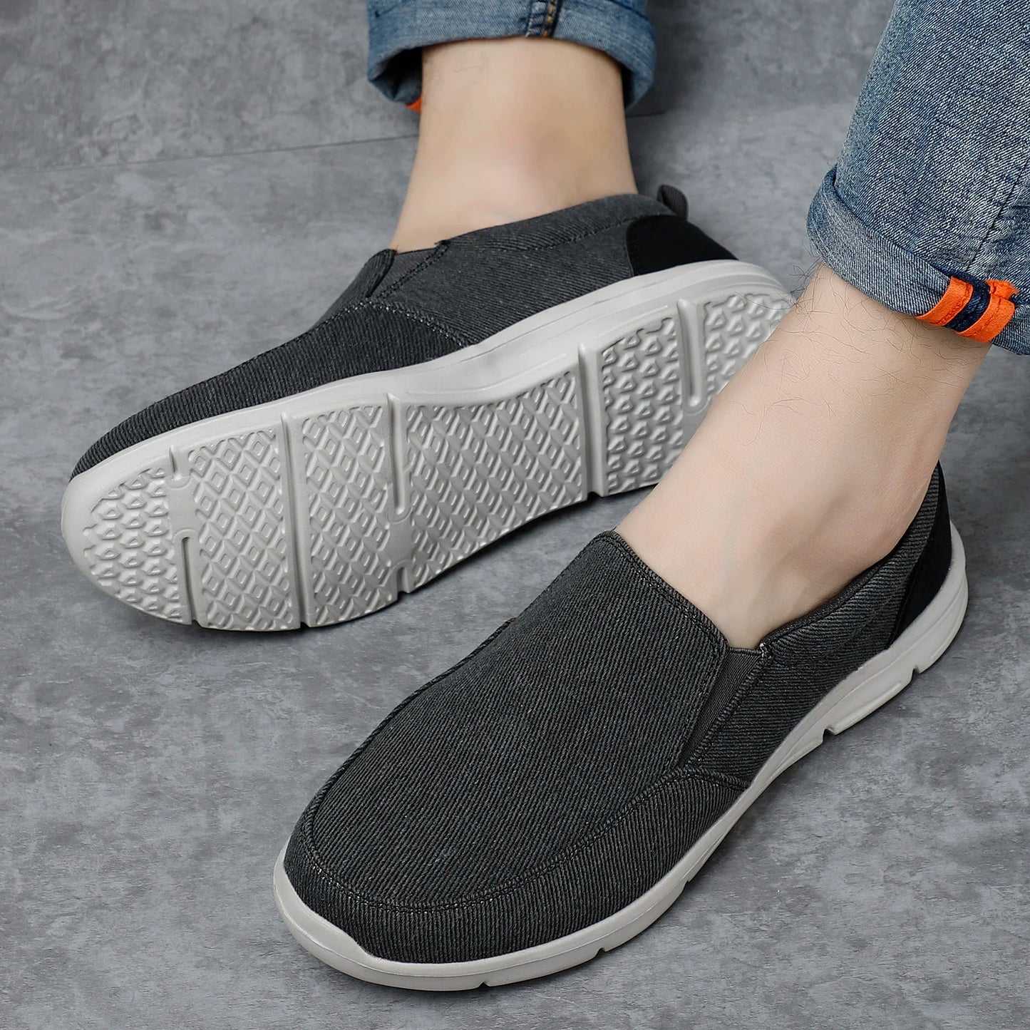 Mens Summer Canvas Loafers Breathable Comfortable Slip On Walking Shoes