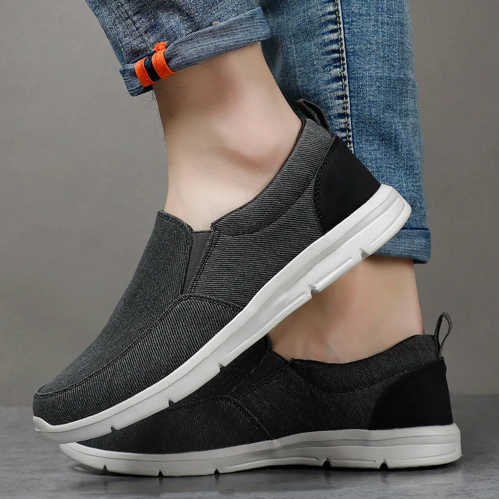 Mens Summer Canvas Loafers Breathable Comfortable Slip On Walking Shoes