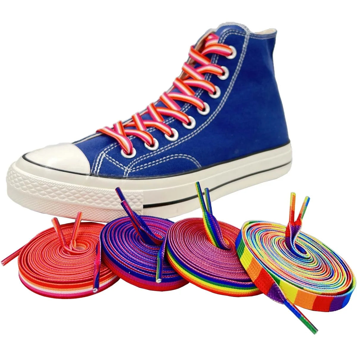 Rainbow Shoelaces Long Rainbow Shoelaces for Sneakers Colored Shoe Laces for Sneakers Colorful Rainbow LGBTQ Pride Shoe Laces