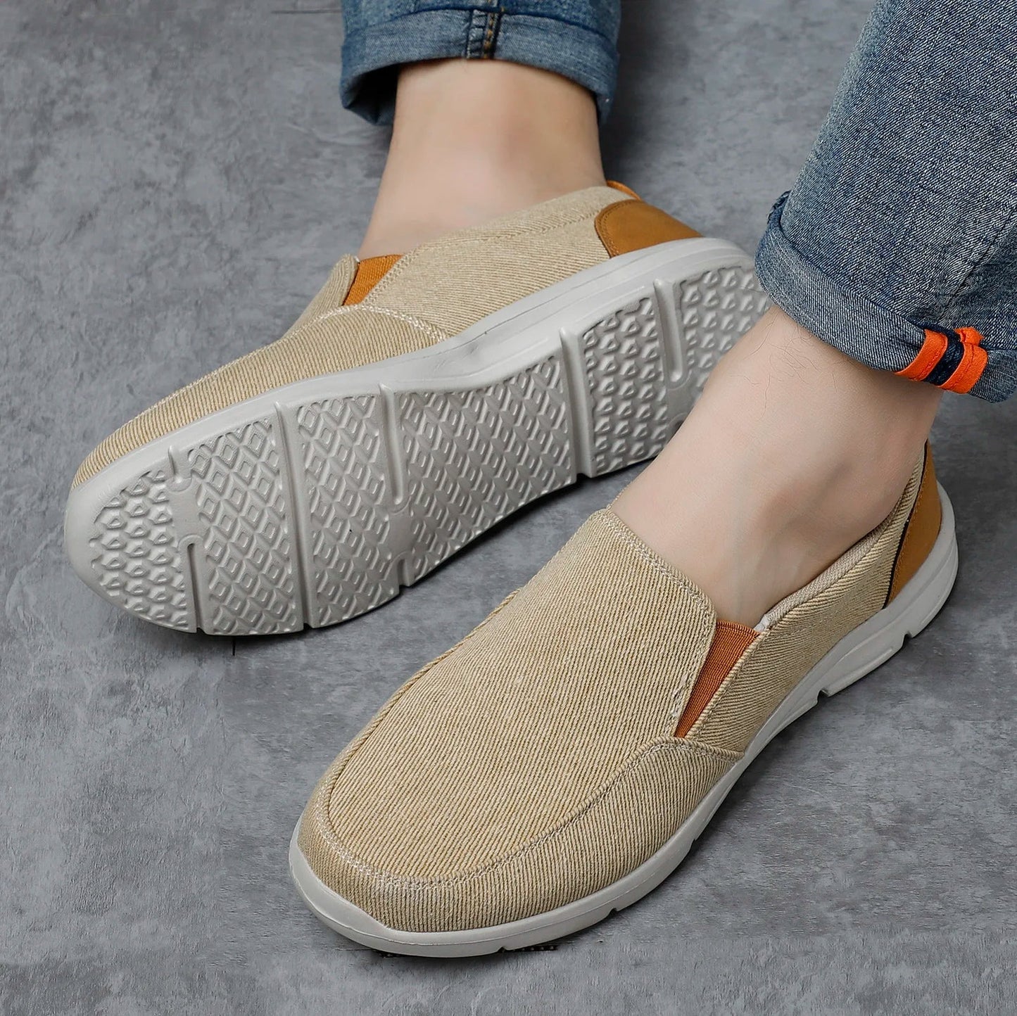 Mens Summer Canvas Loafers Breathable Comfortable Slip On Walking Shoes