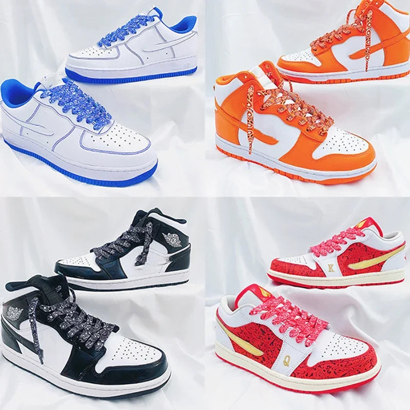 1Pair Gilding Flat Shoelaces Sneakers laces for shoes Hand painted Sports Casual Basketball Tennis Shoelace