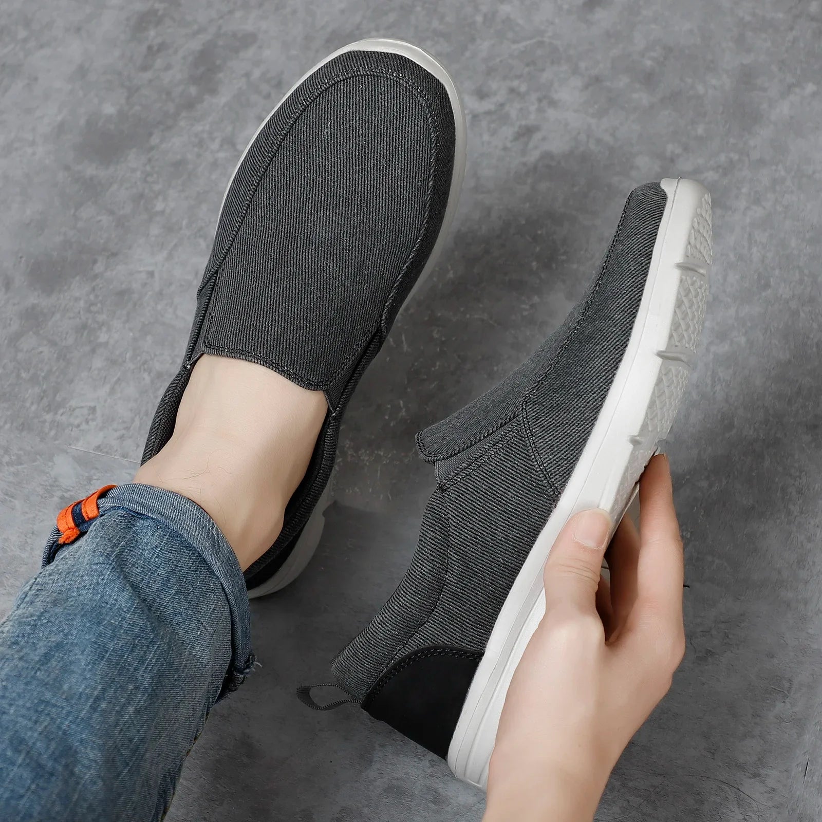 Mens Summer Canvas Loafers Breathable Comfortable Slip On Walking Shoes