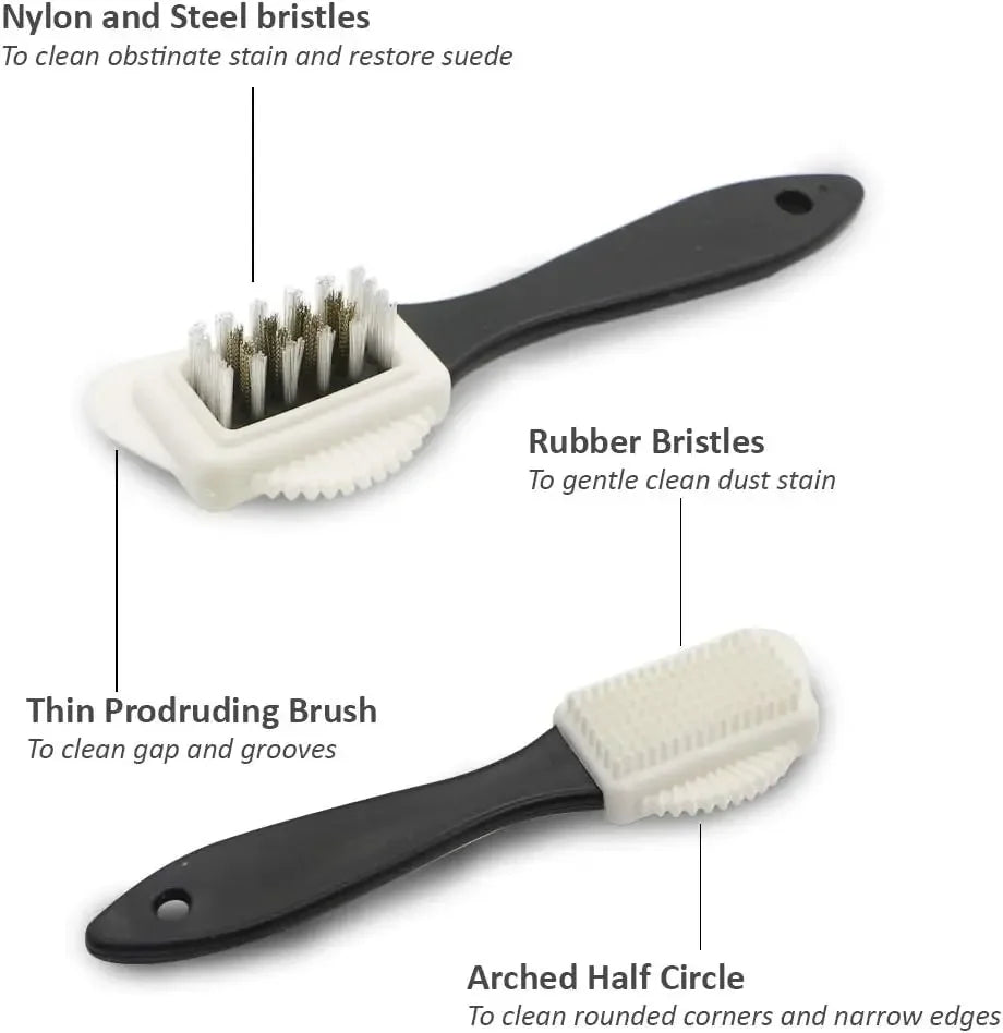 3 in 1 Suede & Nubuck Shoe Brush Multi Material Cleaner for Stains & Dust