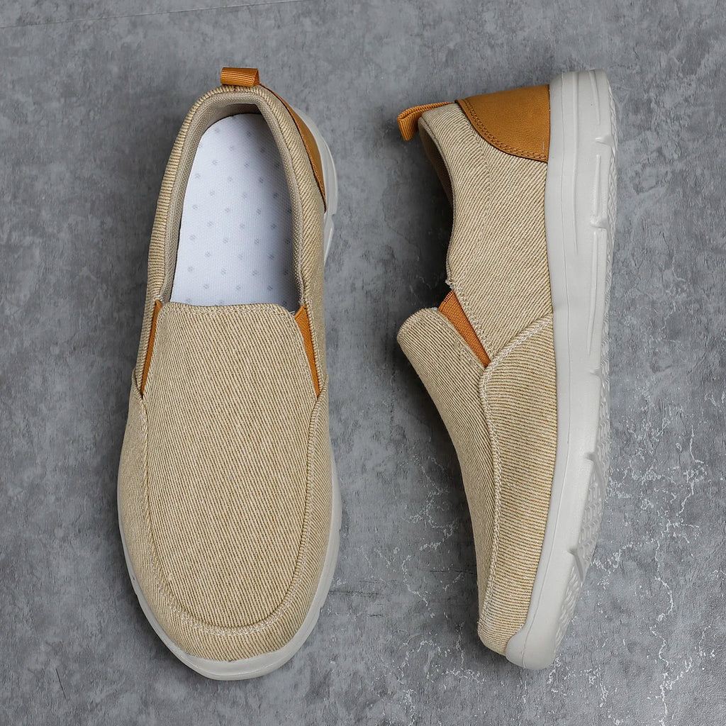 Mens Summer Canvas Loafers Breathable Comfortable Slip On Walking Shoes