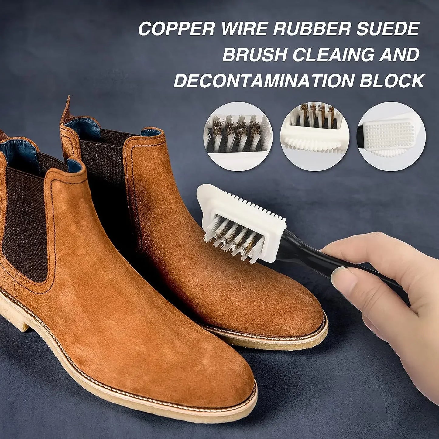 3 in 1 Suede & Nubuck Shoe Brush Multi Material Cleaner for Stains & Dust